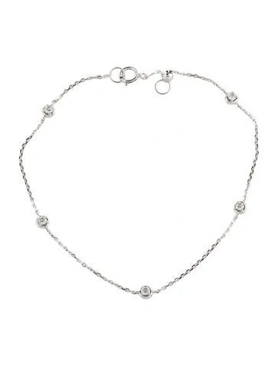 Pre-owned Bracelet 14k Diamond Station , 7" In Multi