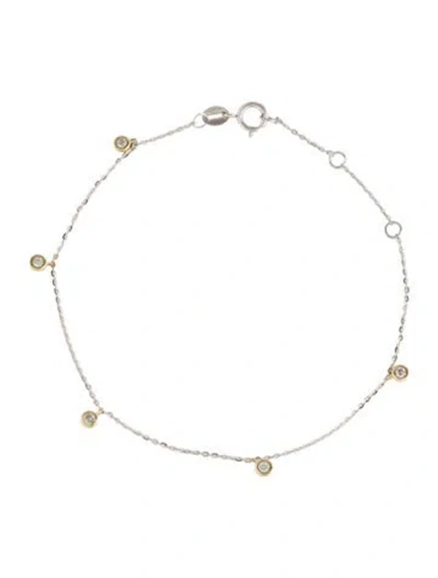 Pre-owned Bracelet 14k Diamond Station , 7" In Multi