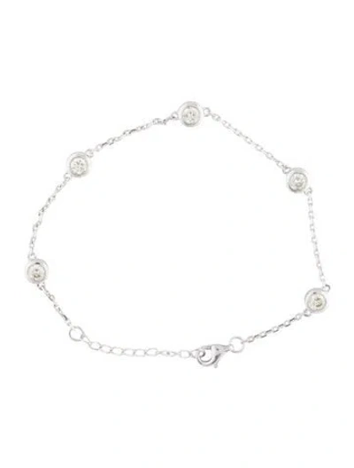 Pre-owned Bracelet 14k Diamond Station , 7" In Multi