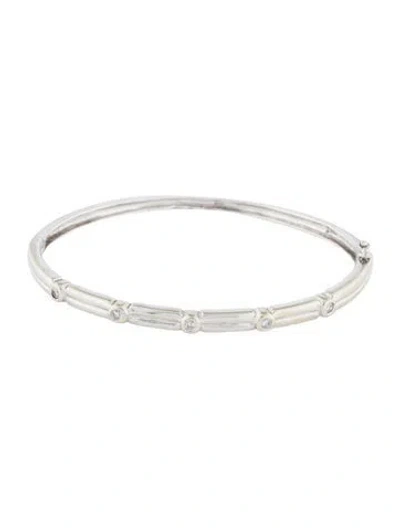 Pre-owned Bracelet 14k Diamond Station Hinged Bangle , 6" In Multi