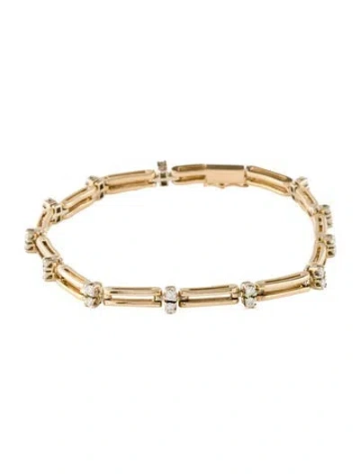 Pre-owned Bracelet 14k Diamond Station Link , 6.75" In Multi