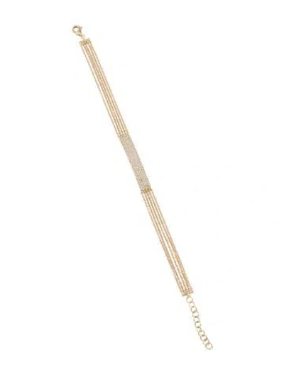 Pre-owned Bracelet 14k Diamond Station Multistrand , 7.25"