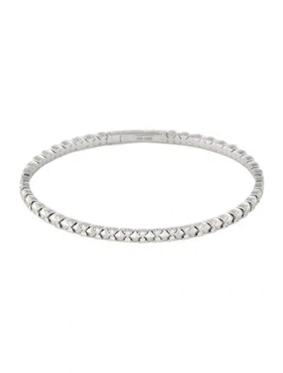 Pre-owned Bracelet 14k Diamond Studded Flex Bangle, 6.75" In Multi