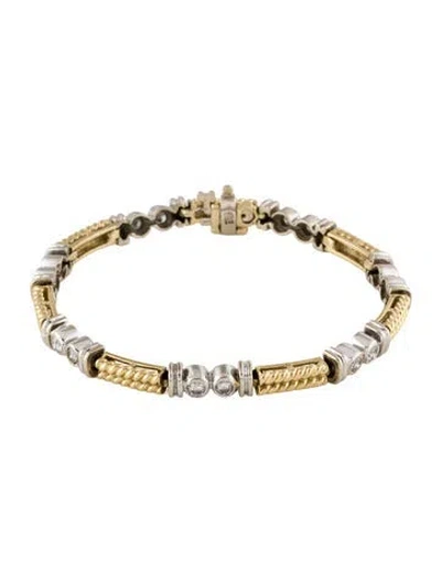 Pre-owned Bracelet 14k Diamond Twisted Station , 6.25" In Multi