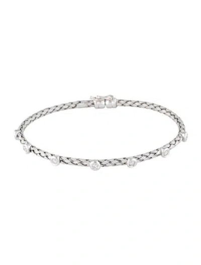 Pre-owned Bracelet 14k Diamond Woven Bangle , 6.75" In Multi