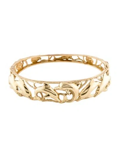 Pre-owned Bracelet 14k Dolphin Bangle , 7" In Multi