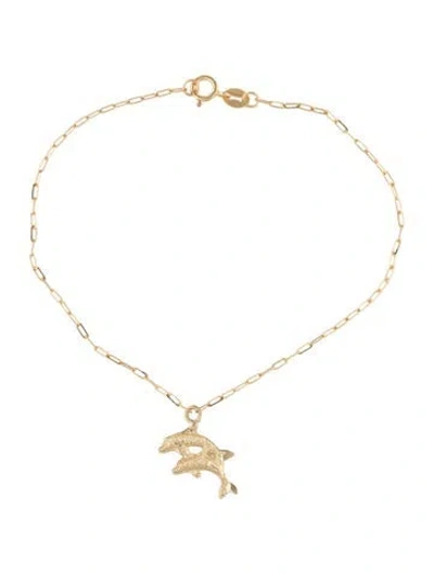 Pre-owned Bracelet 14k Dolphin Charm , 6.75" In Multi