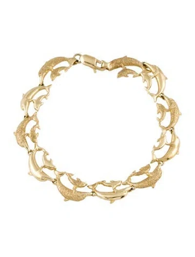 Pre-owned Bracelet 14k Dolphin Link , 6.75" In Multi