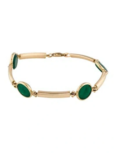 Pre-owned Bracelet 14k Dyed Chalcedony Link , 6.5" In Multi