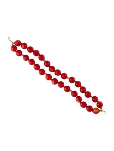 Pre-owned Bracelet 14k Dyed Coral Double Strand Bead , 7" In Multi