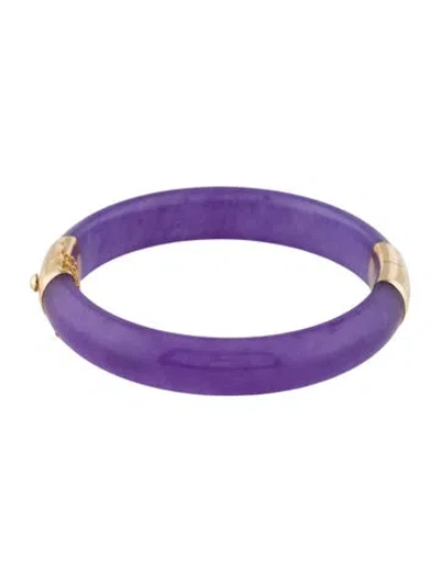 Pre-owned Bracelet 14k Dyed Jadeite Bangle, 7.5" In Multi