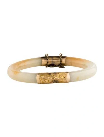 Pre-owned Bracelet 14k Dyed Jadeite Bangle , 7" In Multi
