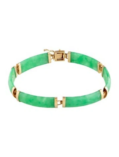 Pre-owned Bracelet 14k Dyed Jadeite Link , 6.75" In Multi