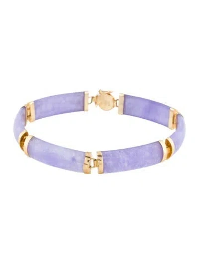 Pre-owned Bracelet 14k Dyed Jadeite Link , 7" In Multi