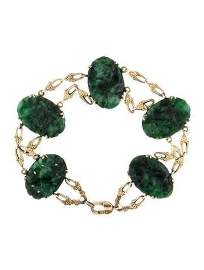 Pre-owned Bracelet 14k Dyed Jadeite Station , 7.25" In Multi