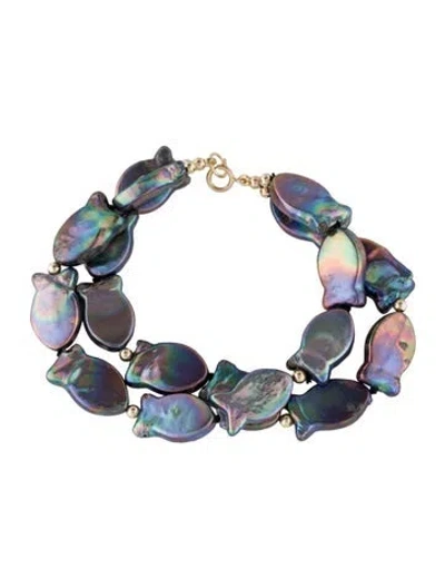 Pre-owned Bracelet 14k Dyed Pearl Novelty Multistrand , 6.5"
