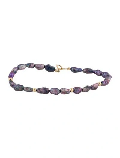 Pre-owned Bracelet 14k Dyed Pearl Strand , 6.5" In Multi