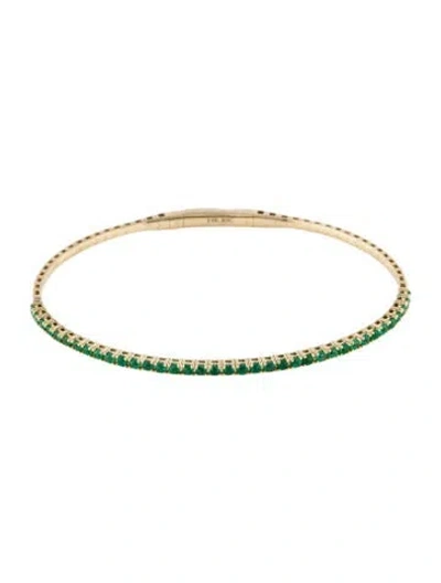 Pre-owned Bracelet 14k Emerald Bangle , 6.5" In Multi