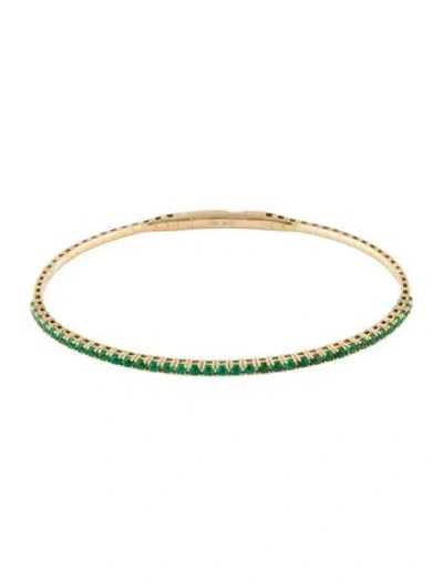 Pre-owned Bracelet 14k Emerald Bangle , 6.5" In Multi