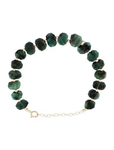 Pre-owned Bracelet 14k Emerald Bead , 7.75" In Multi