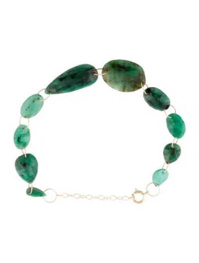 Pre-owned Bracelet 14k Emerald Bead , 8" In Multi