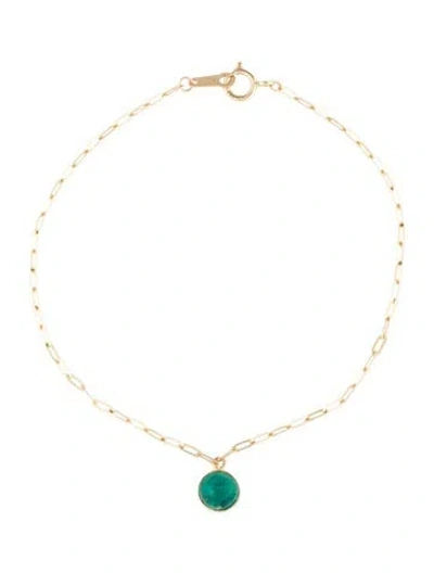 Pre-owned Bracelet 14k Emerald Charm , 6.75" In Multi