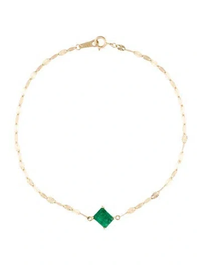 Pre-owned Bracelet 14k Emerald Charm , 7" In Multi