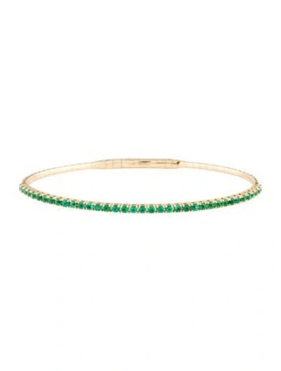 Pre-owned Bracelet 14k Emerald Flexible Bangle , 6.75" In Multi