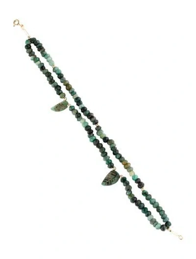 Pre-owned Bracelet 14k Emerald Leaf Multi Strand Bead