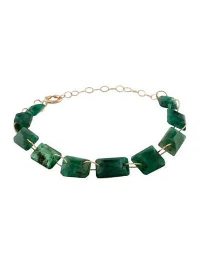 Pre-owned Bracelet 14k Emerald Link , 6" In Multi