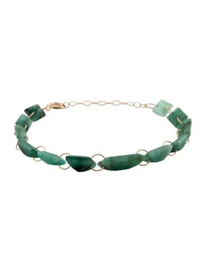 Pre-owned Bracelet 14k Emerald Link , 6.75" In Multi