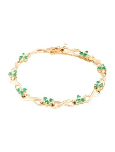 Pre-owned Bracelet 14k Emerald Link , 6.75" In Multi