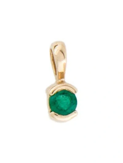 Pre-owned Bracelet 14k Emerald Pendant, 0.5" In Multi