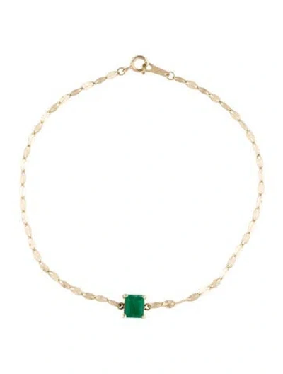 Pre-owned Bracelet 14k Emerald Station , 7" In Multi