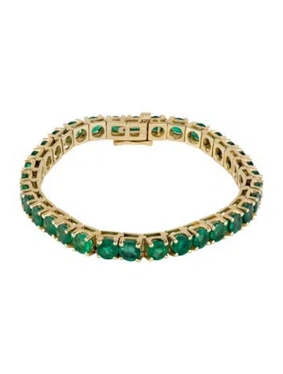 Pre-owned Bracelet 14k Emerald Tennis , 6.75" In Multi