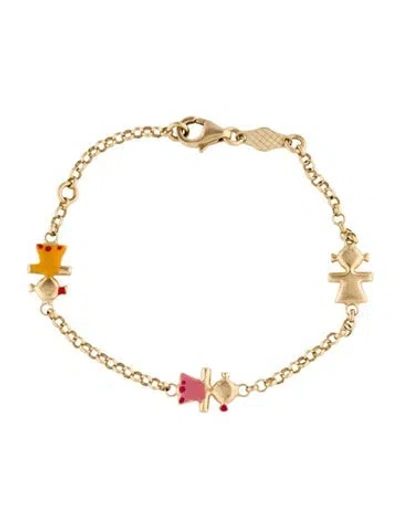 Pre-owned Bracelet 14k Enamel Cut-out Figures Station Baby , 5.75", 5.75"