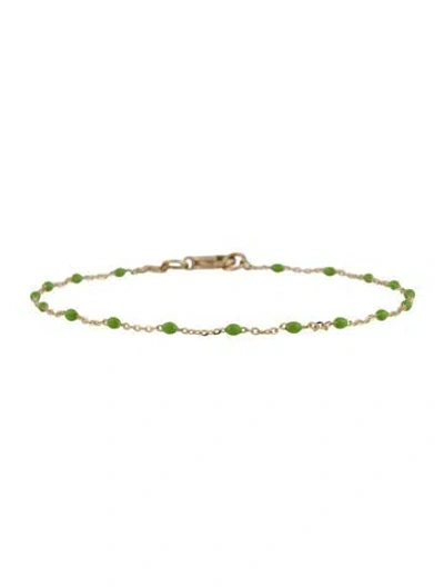 Pre-owned Bracelet 14k Enamel Link , 7" In Green