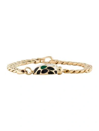 Pre-owned Bracelet 14k Enamel Serpent Link , 7" In Multi