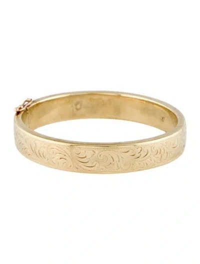 Pre-owned Bracelet 14k Etched Bangle , 7" In Multi