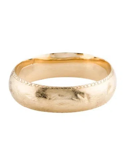 Pre-owned Bracelet 14k Etched Hinged Bangle, 6.5" In Multi