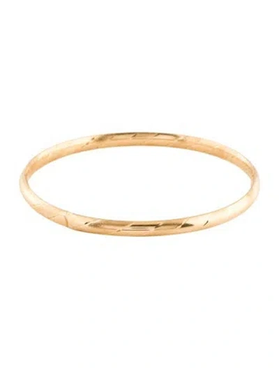 Pre-owned Bracelet 14k Etched Hinged Bangle, 7" In Multi