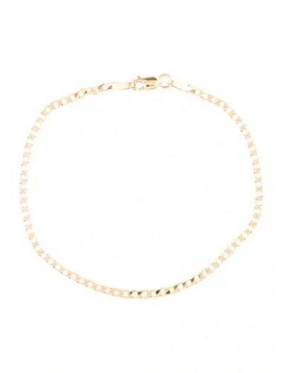 Pre-owned Bracelet 14k Flat Curb Link Chain , 7" In Multi