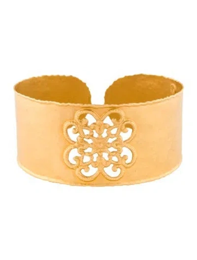 Pre-owned Bracelet 14k Floral Cuff, 6.5" In Multi