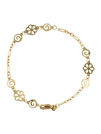 Pre-owned Bracelet 14k Floral Link , 6.75" In Multi