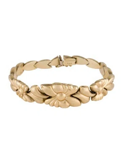 Pre-owned Bracelet 14k Floral Link , 7" In Multi
