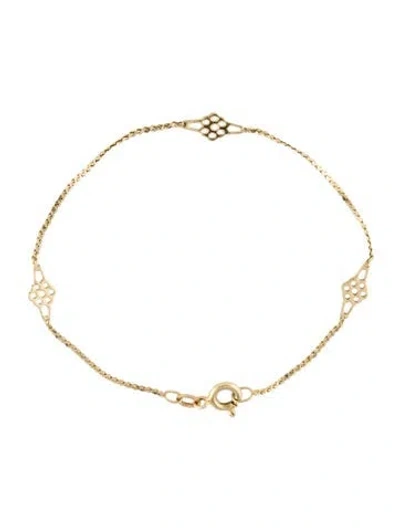 Pre-owned Bracelet 14k Flower Motif Station , 6.75" In Multi