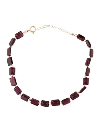 Pre-owned Bracelet 14k Garnet Bead , 8.75" In Multi