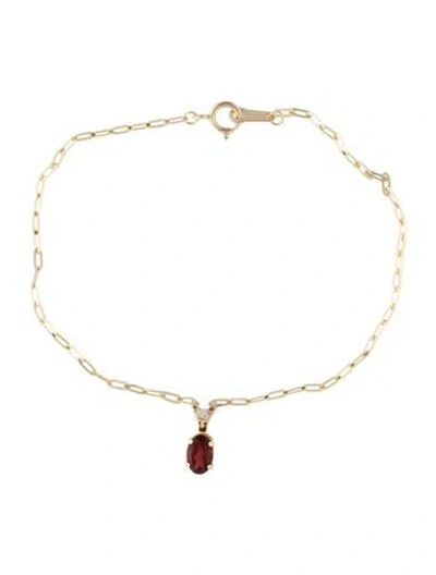 Pre-owned Bracelet 14k Garnet Charm , 6.5" In Multi