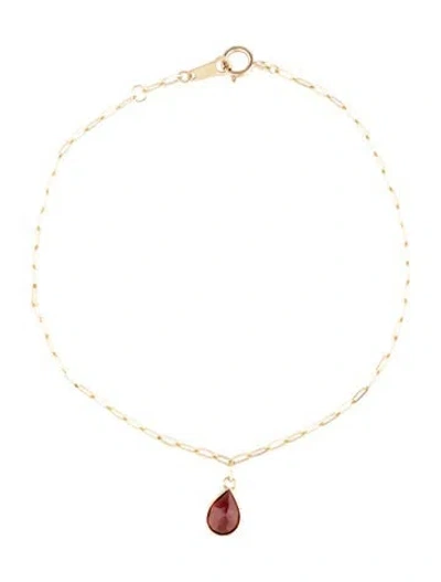 Pre-owned Bracelet 14k Garnet Charm , 6.75" In Multi