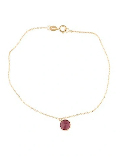 Pre-owned Bracelet 14k Garnet Charm , 7" In Multi